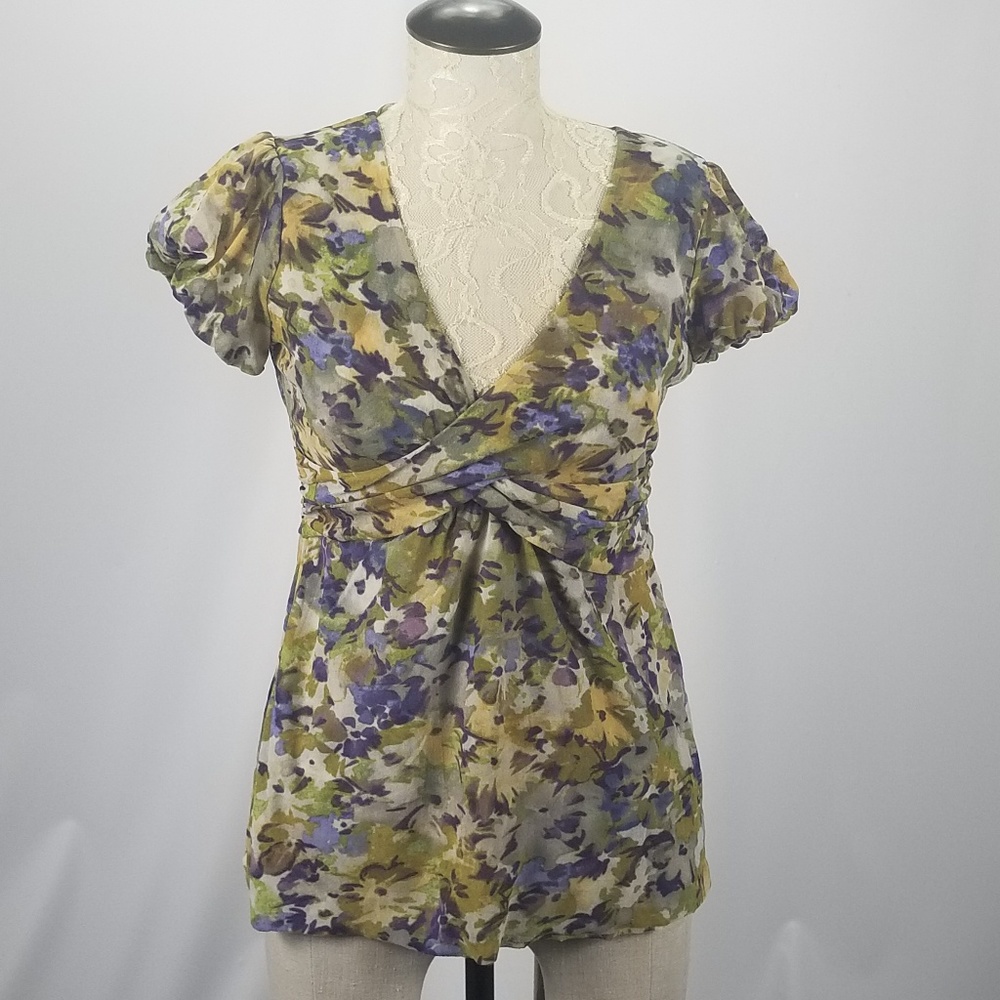 Ann Taylor LOFT Empire Floral Top Size S